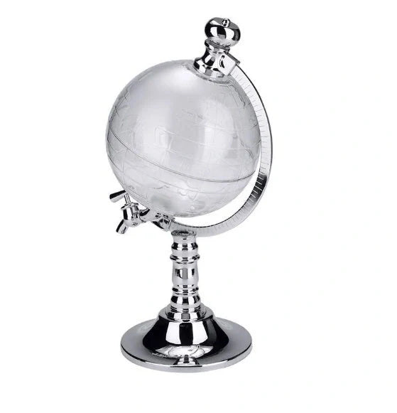 Globe-shaped wine decanter with chrome stand, 1.5L capacity
