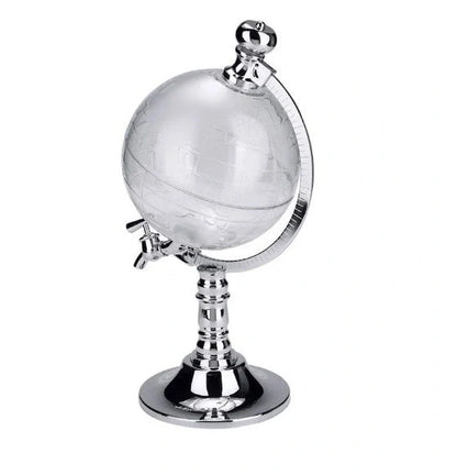 Globe-shaped wine decanter with chrome stand, 1.5L capacity