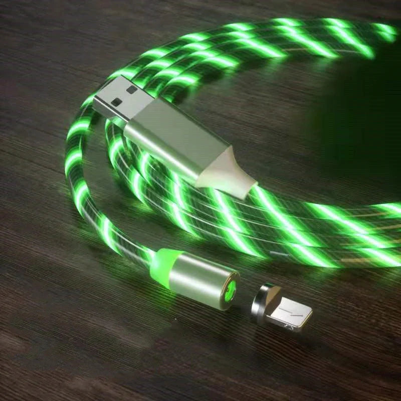 Durable magnetic charging cable with fast charging capability, compatible with multiple devices.