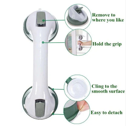 Durable ABS plastic bathroom handrail with suction cups for anti-skid safety support