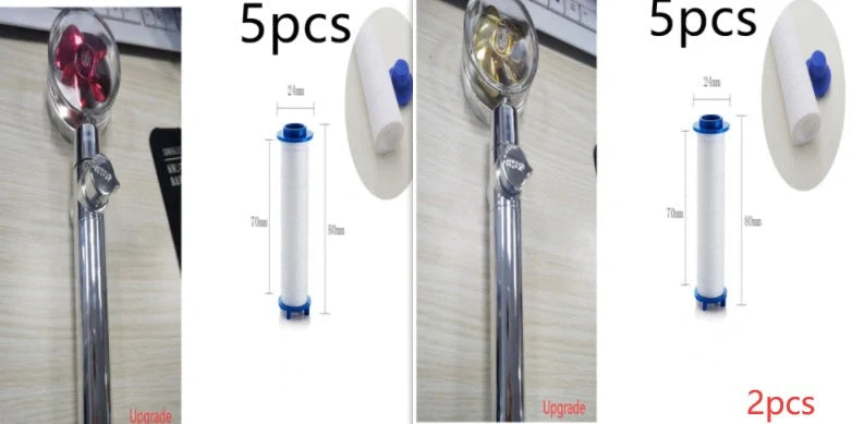 Turbo Propeller Shower Head in various colours with 360-degree fan extension