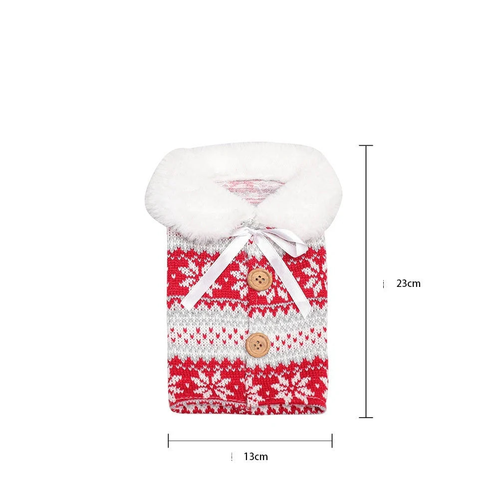 Festive Christmas wine bottle socks in vibrant colours, 14cm x 31cm