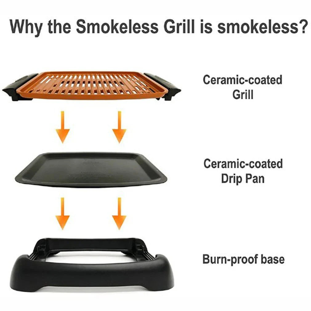 Premium nonstick electric grill with temperature control for indoor barbecue-style cooking