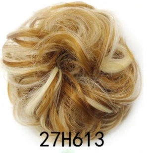Synthetic wavy curly messy hair bun for women, 12cm diameter, high temperature wire