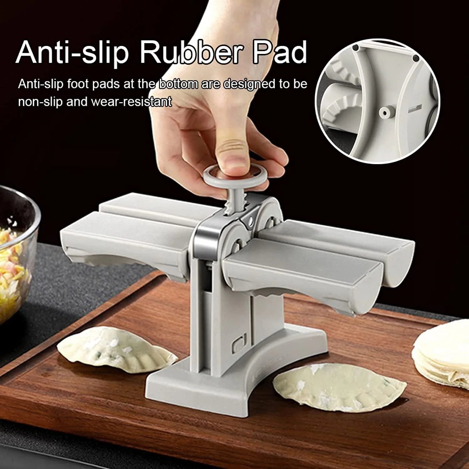 Double Head Dumpling Mould with anti-slip base for efficient dumpling making