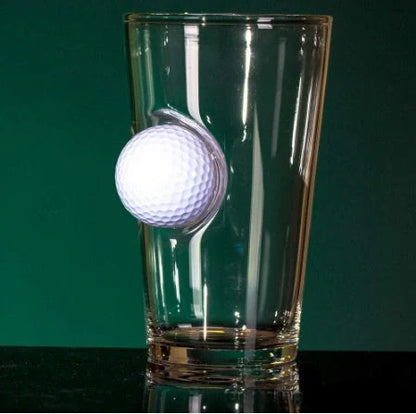 Unique golf embedded borosilicate beer mug with silicone membrane, perfect for preventing condensation.