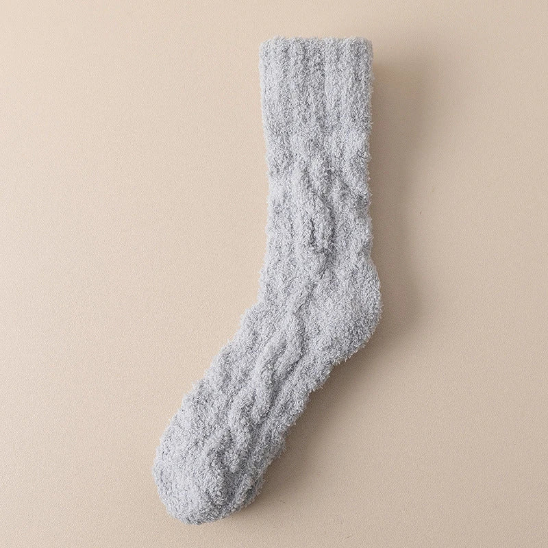 Plush velvet fleece socks in a variety of warm and cosy colours