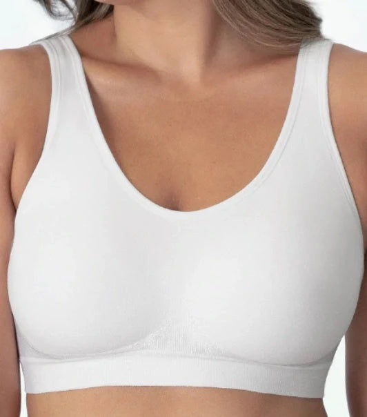 Plus-size S-3XL Nylon ShaperBra in white, black, and skin tone with rear three row buckle