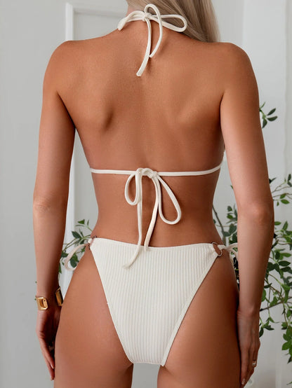 Women's bandage style bikini set with side tie detail in various colours