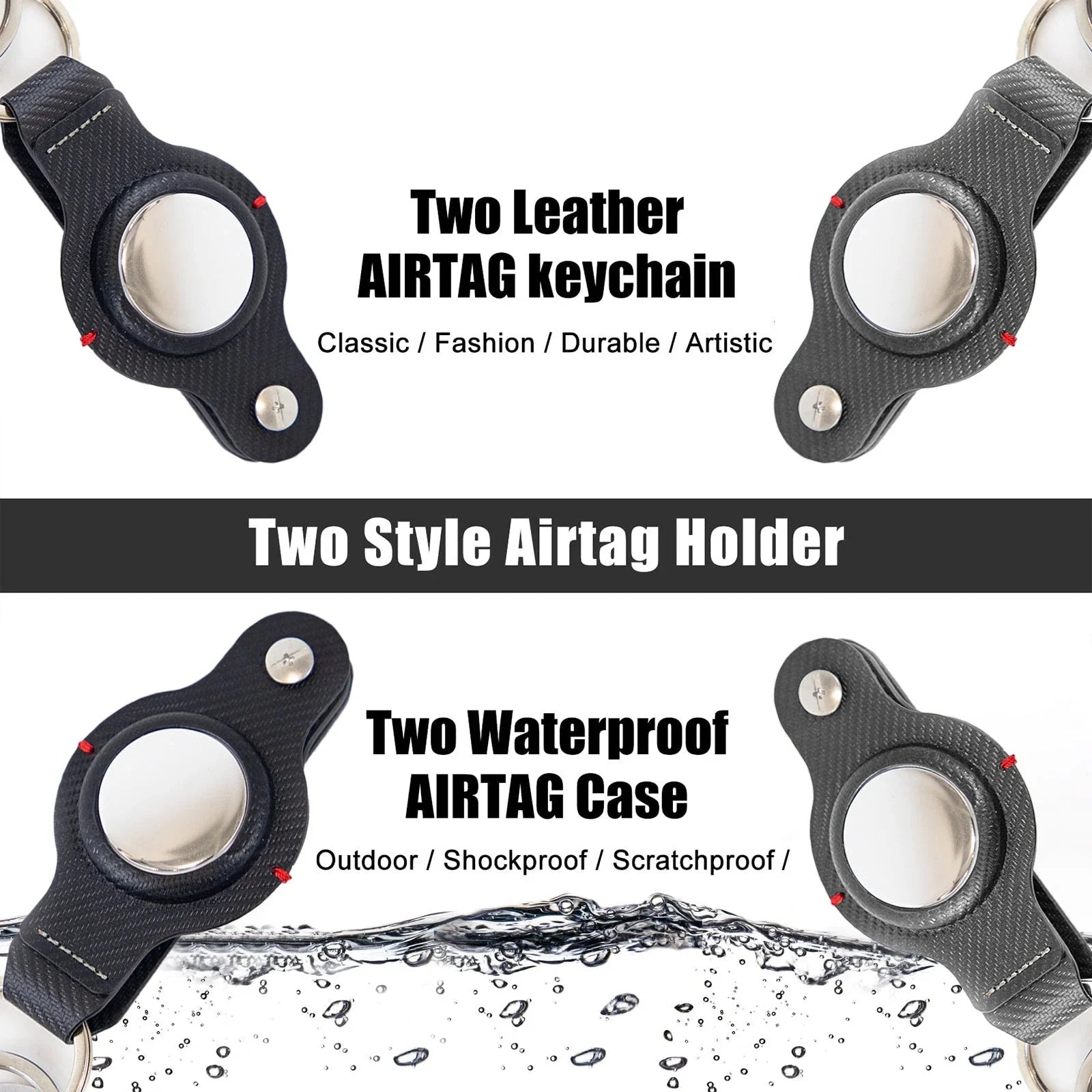 Stylish AirTag Holder with Durable Key Ring - Premium PU Leather Accessory for Secure Apple AirTag Tracking