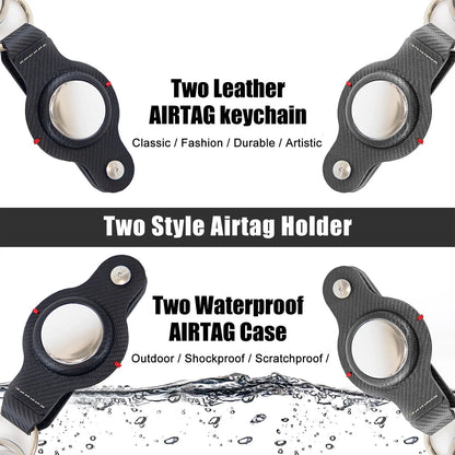 Stylish AirTag Holder with Durable Key Ring - Premium PU Leather Accessory for Secure Apple AirTag Tracking