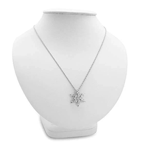 Elegant zircon snowflake necklace with bamboo chain, a beautiful Christmas accessory for women