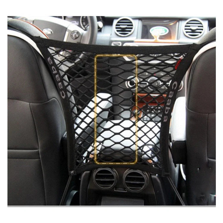 Elastic Car Pet Fence with black nylon mesh for secure pet isolation during travel