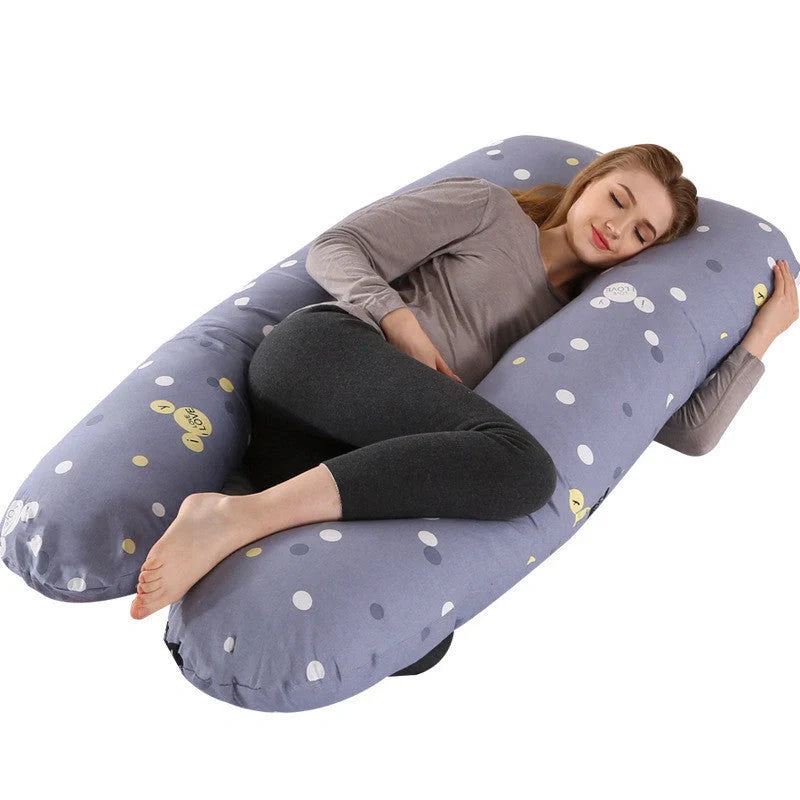 Premium U-shaped pregnancy pillow with soft cotton casing and polyester fiber filling for exceptional comfort and support