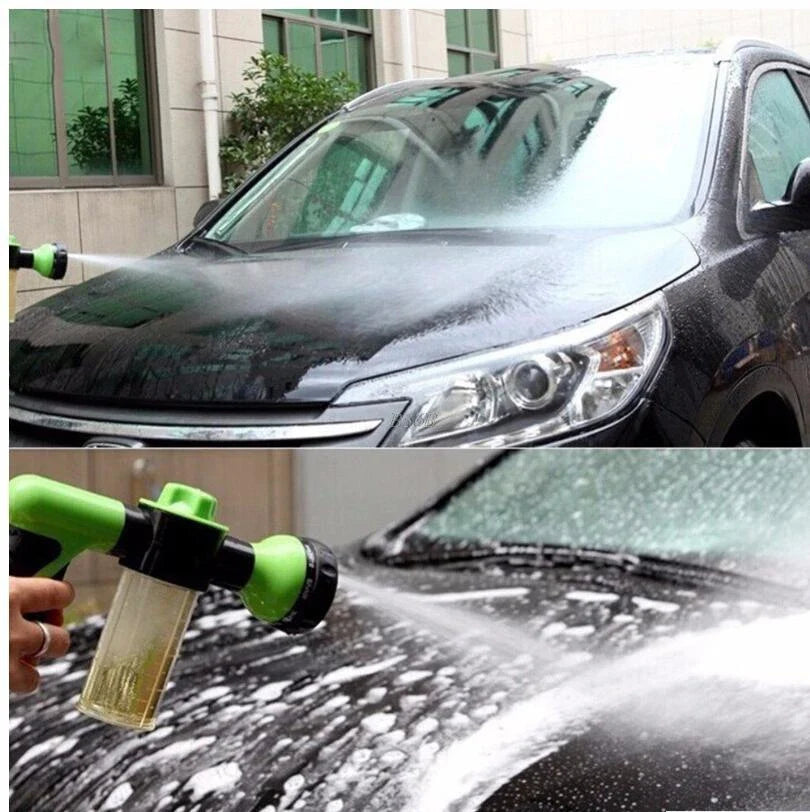 A premium high-pressure automotive foam sprayer with adjustable 8-in-1 spray settings for efficient car washing, garden maintenance, and household cleaning