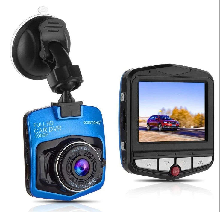 Compact 1080p in-car video recorder with night vision, wide 140-degree angle lens, and high-resolution 2.4-inch LCD display