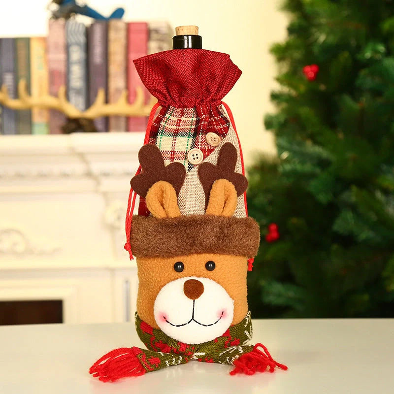 Festive Christmas wine bottle socks in vibrant colours, 14cm x 31cm