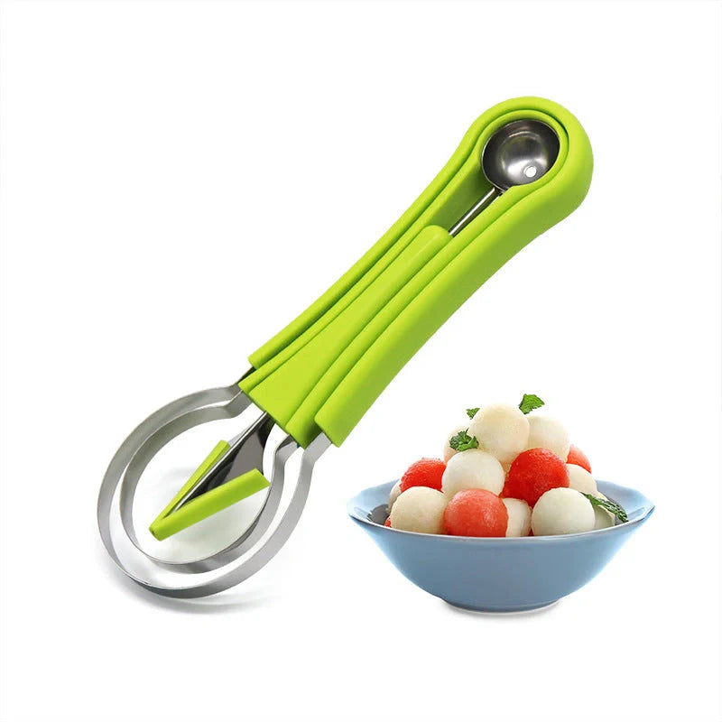 Stainless steel fruit ball excavator spoon with green and blue options