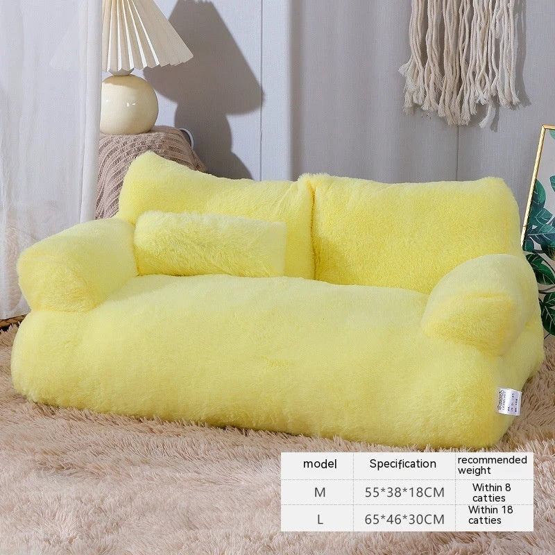 Cozy and comfortable pet lounger with plush backrest, non-slip bottom, and moisture-resistant design for cats and small dogs