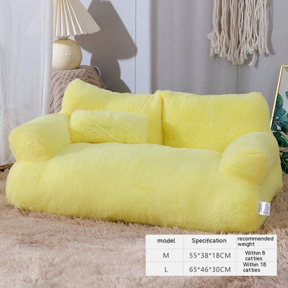 Cozy and comfortable pet lounger with plush backrest, non-slip bottom, and moisture-resistant design for cats and small dogs