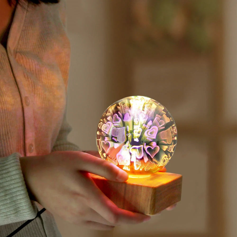 USB 3D Firework Crystals Ball Night Light with starry sky effect
