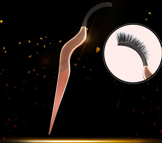 Rose gold false eyelash curler aid for flawless, curled lashes