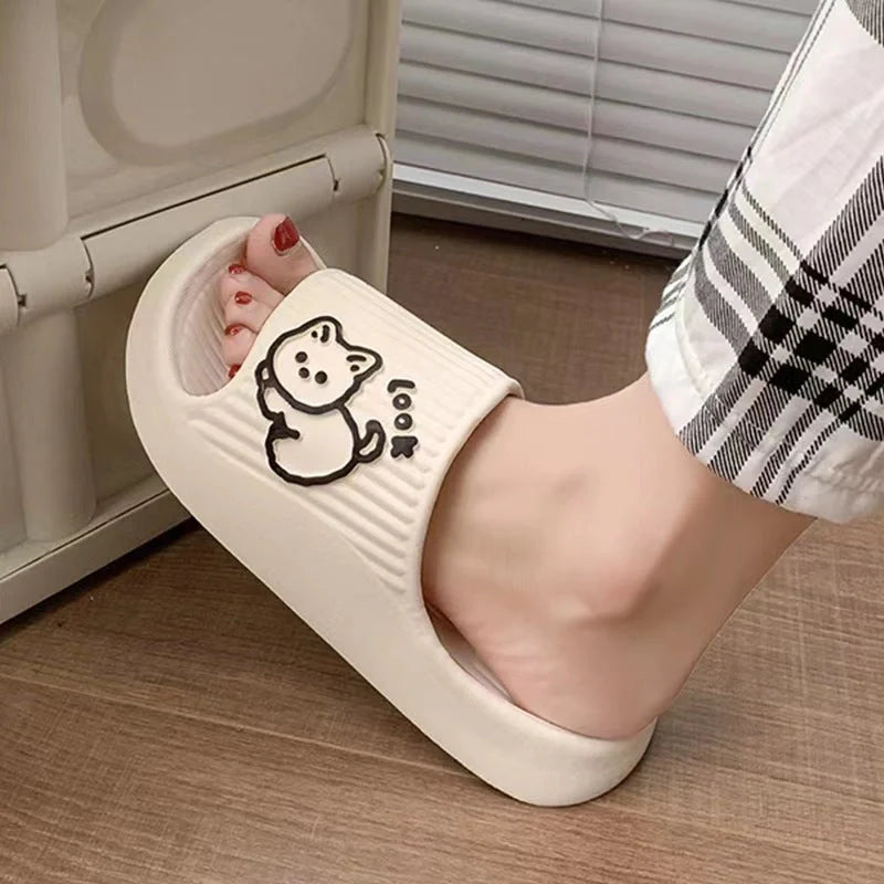 Women's non-slip cat slippers in assorted colours for summer wear