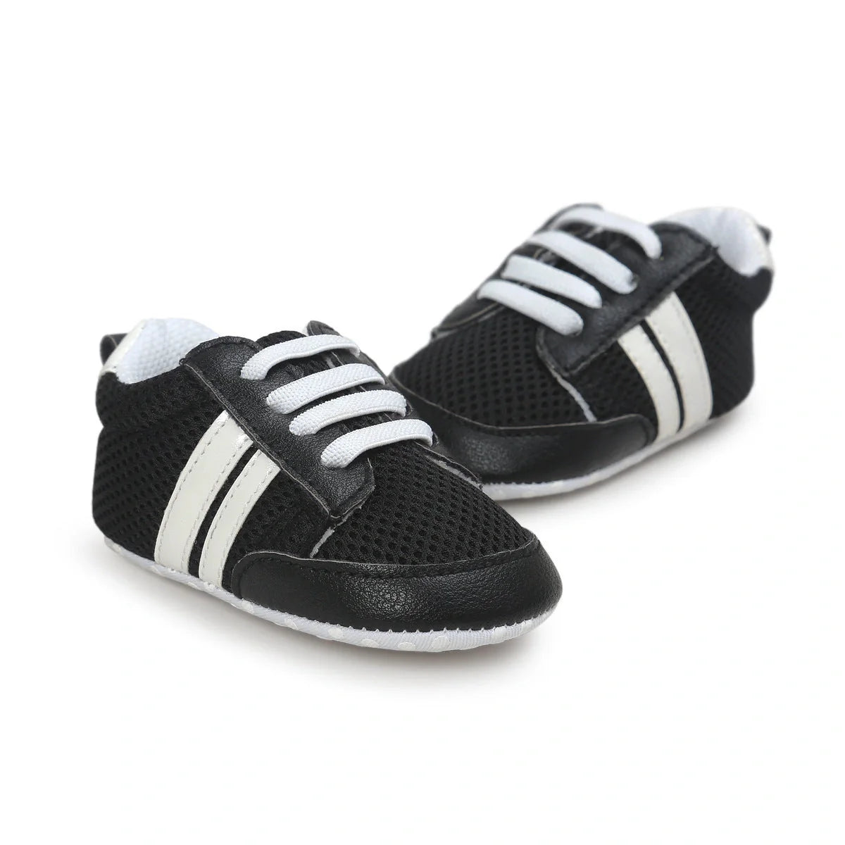 Soft PU leather non-slip baby moccasins for first walkers in brown