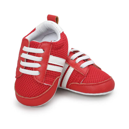 Soft PU leather non-slip baby moccasins for first walkers in brown