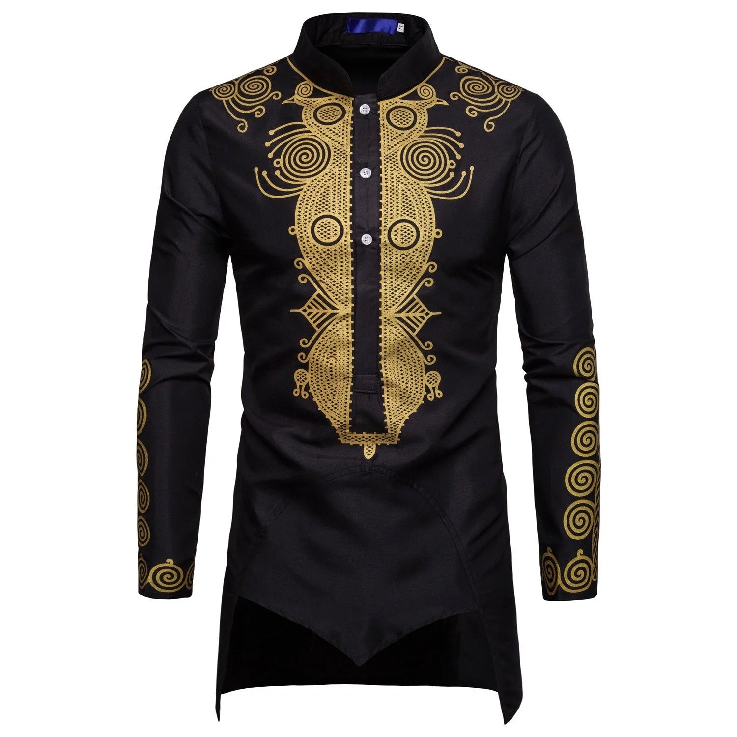 Men's African-inspired long sleeve hoodie in cotton blend available in white, black, and wine red