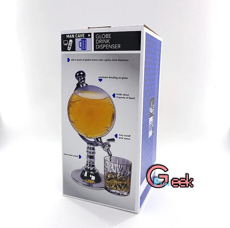 Globe-shaped wine decanter with chrome stand, 1.5L capacity
