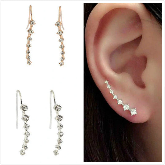Elegant 7cm rhinestone bridal earrings in gold and silver options