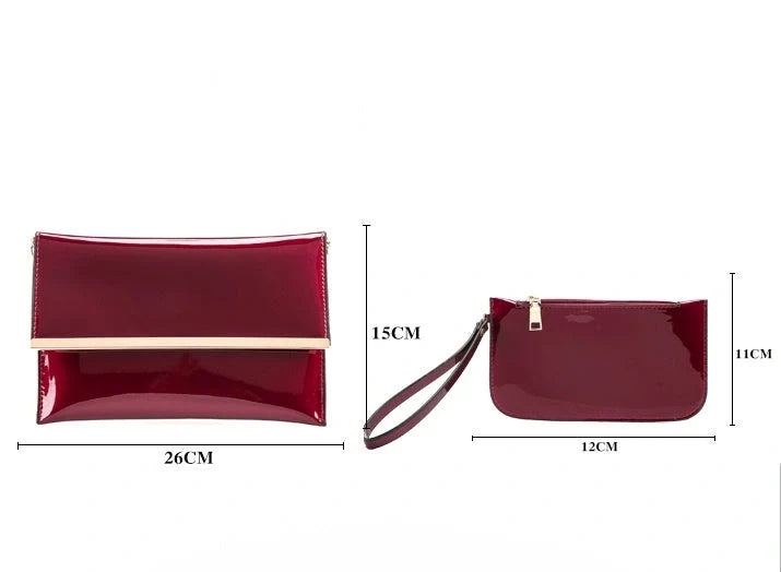 3 sets of leather handbags in various colors with zipper closure and cell phone pocket