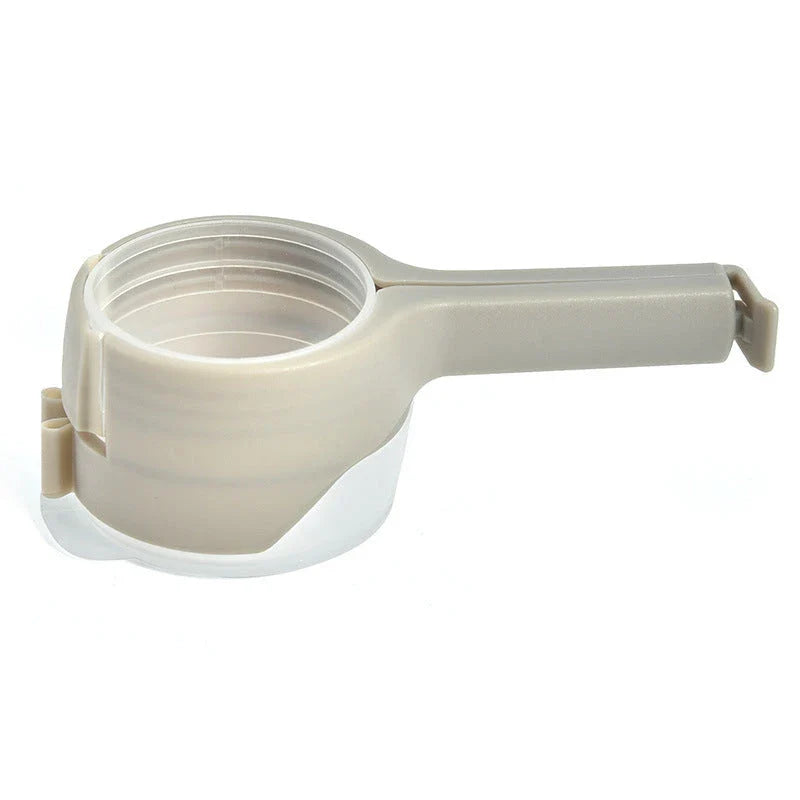 Premium food preservation clip with airtight seal and wide pouring spout to keep snacks fresh