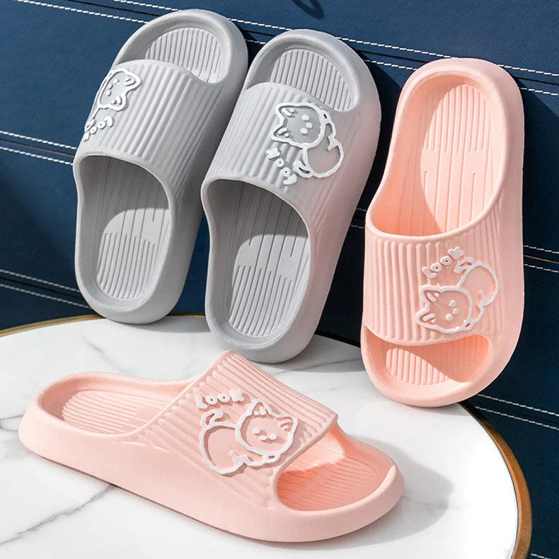 Women's non-slip cat slippers in assorted colours for summer wear
