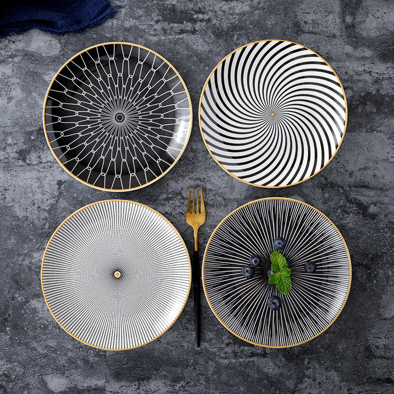 8-inch Nordic style geometric ceramic plate for modern dining