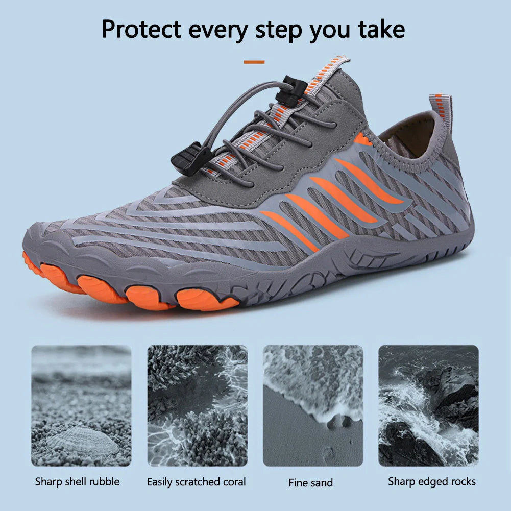 Leisure swimming wading shoes in grey, black, white, and moonlight colours