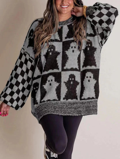 Halloween Cartoon Pumpkin Ghost Sweater in various colours