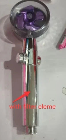 Turbo Propeller Shower Head in various colours with 360-degree fan extension