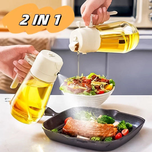 Versatile 470mL Olive Oil Sprayer with Dual Functionality - Spray or Pour for Cooking, Grilling, and More