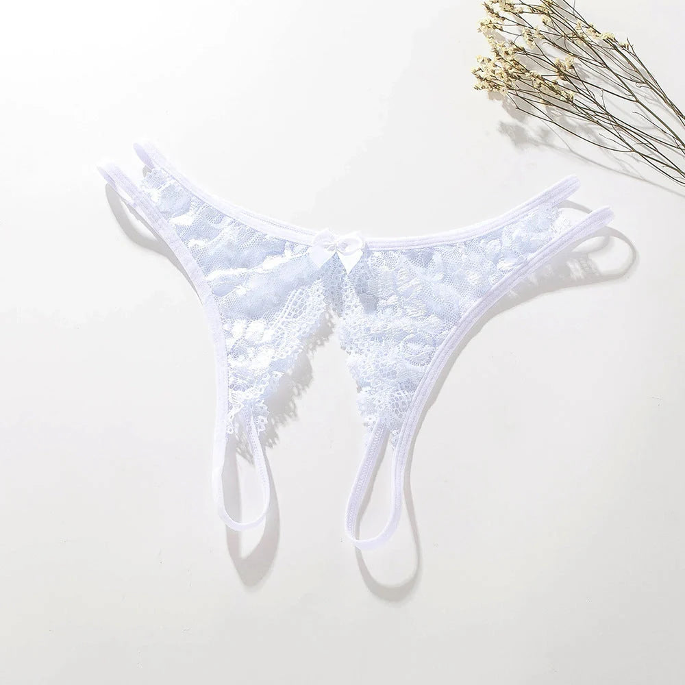 Elegant women's lace thong panties in various colours, offering comfort and style.