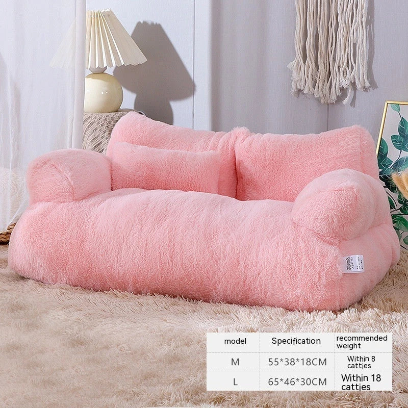 Cozy and comfortable pet lounger with plush backrest, non-slip bottom, and moisture-resistant design for cats and small dogs