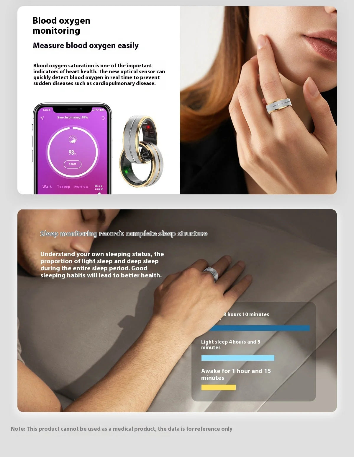 2024 Smart Ring in various colors and sizes with health monitoring features