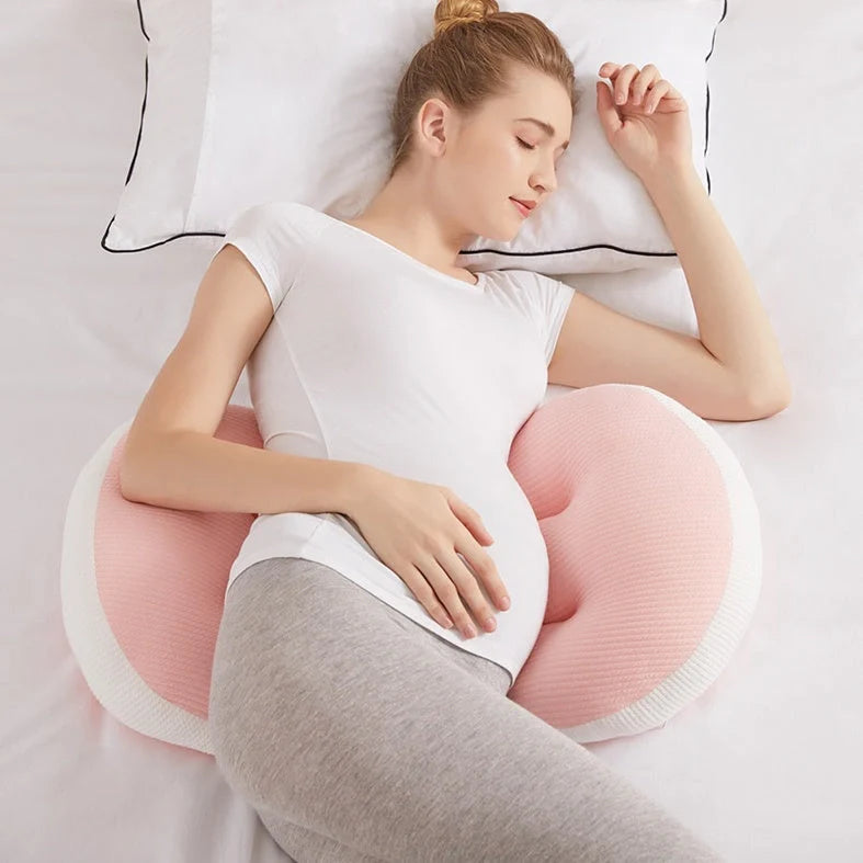 U-shaped pregnancy pillow for side sleepers with abdomen support