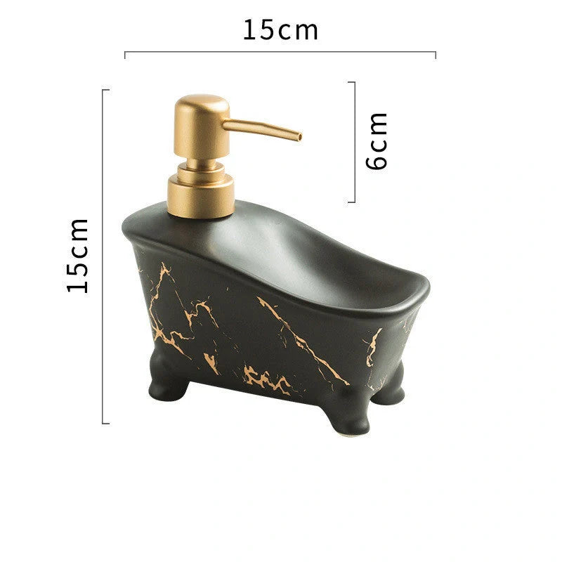 Ceramic hand sanitizer shower gel dispenser with elegant marble pattern design