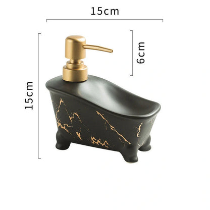Ceramic hand sanitizer shower gel dispenser with elegant marble pattern design