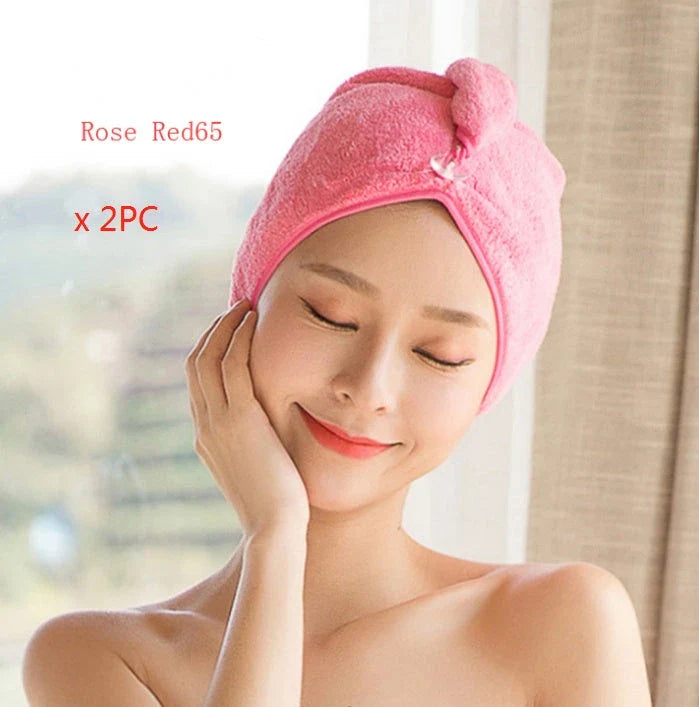 Luxury microfibre hair drying cap with absorbent and quick-drying properties, available in various colours