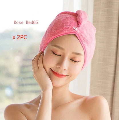 Luxury microfibre hair drying cap with absorbent and quick-drying properties, available in various colours