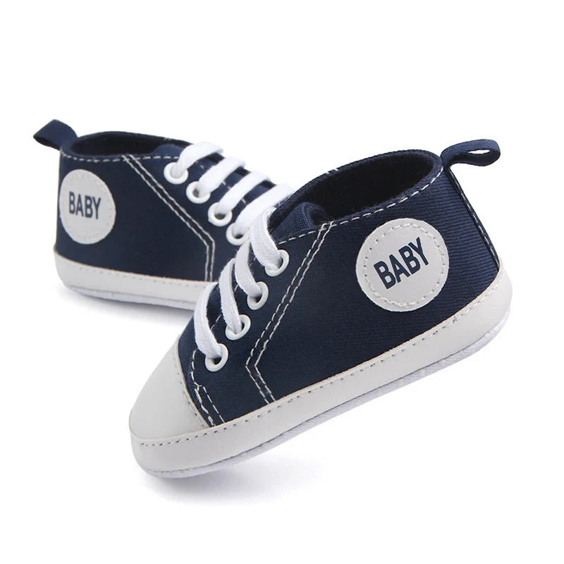 Classic canvas sports sneakers for babies with anti-slip soles in multiple colours