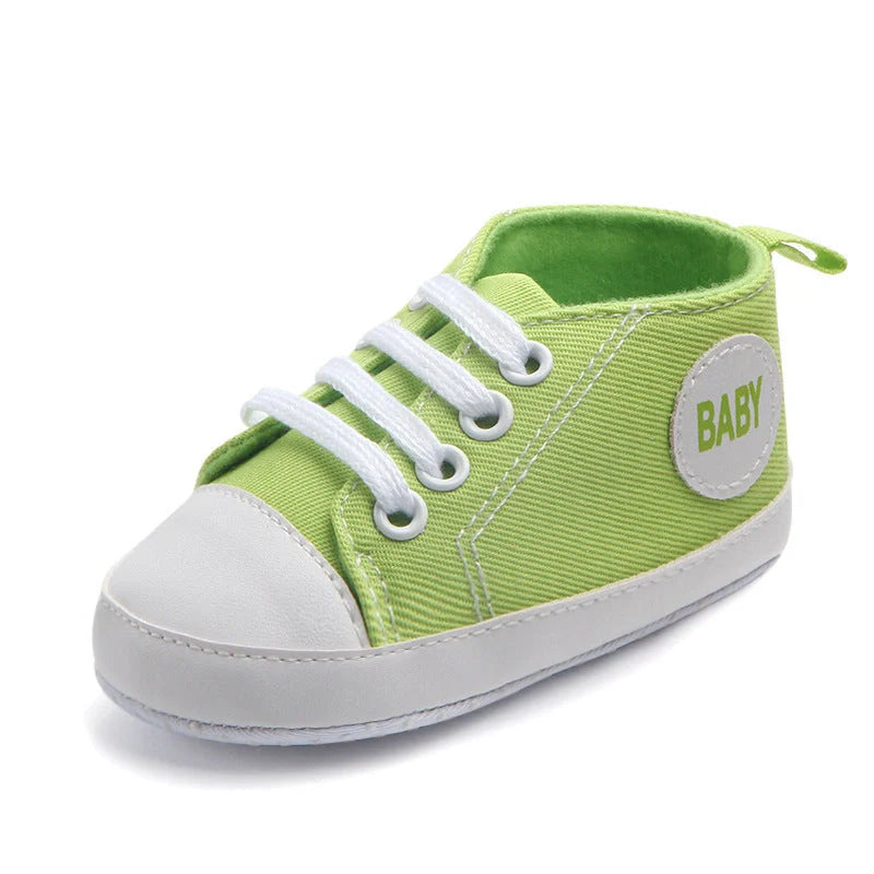 Classic canvas sports sneakers for babies with anti-slip soles in multiple colours